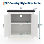 Table d'appoint de ferme | Table d'appoint rustique pour canapé avec porte coulissante et étagère réglable