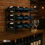 Étagère à vin de comptoir en métal à 3 niveaux pour 12 bouteilles