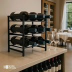 Étagère à vin de comptoir en métal à 3 niveaux pour 12 bouteilles