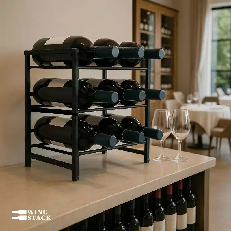Étagère à vin de comptoir en métal à 3 niveaux pour 12 bouteilles
