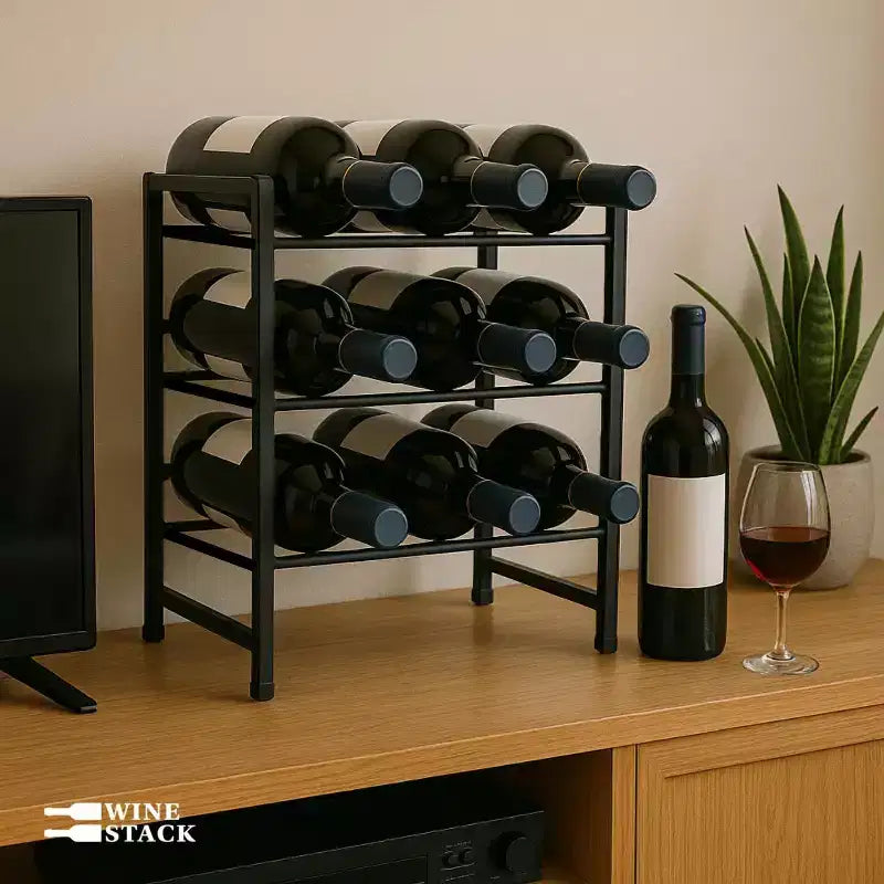 Étagère à vin de comptoir en métal à 3 niveaux pour 12 bouteilles