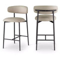 Meridian Furniture Lupita Taupe Vegan Leather Counter Stool Set of 2