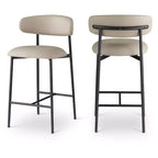 Meridian Furniture Lupita Taupe Vegan Leather Counter Stool Set of 2