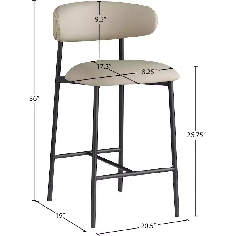 Lot de 2 tabourets de comptoir en cuir végétalien