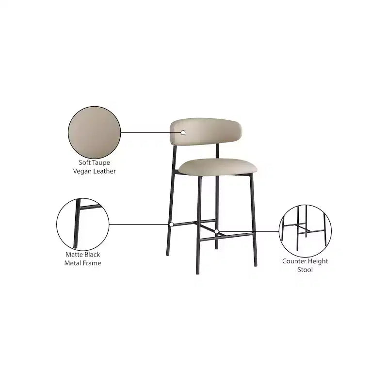 Lot de 2 tabourets de comptoir en cuir végétalien
