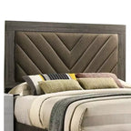 Lit queen-size capitonné chevrons avec tête de lit marron foncé
