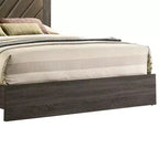 Lit queen-size capitonné chevrons avec tête de lit marron foncé