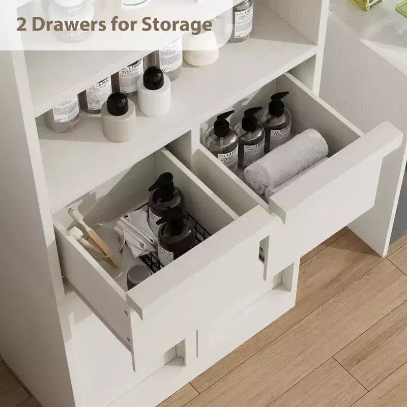 Meuble sous-lavabo 2 tiroirs – Organisateur de rangement au sol indépendant
