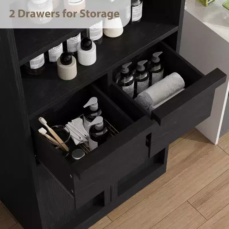 Meuble sous-lavabo 2 tiroirs – Organisateur de rangement au sol indépendant
