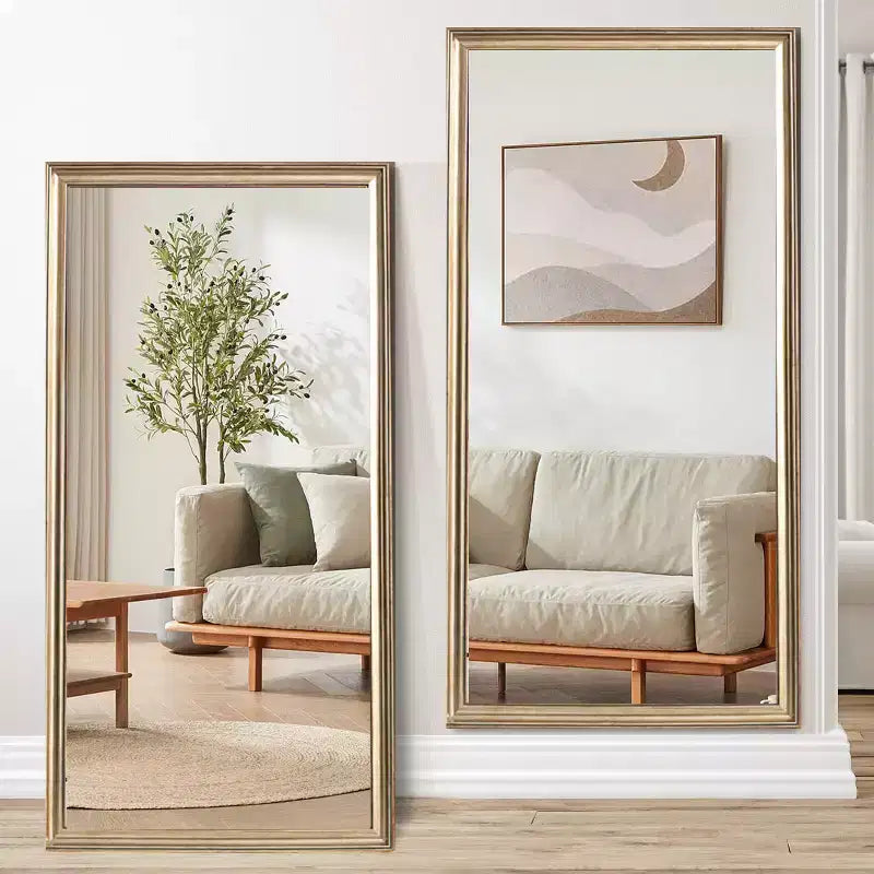 Miroir rectangulaire contemporain pleine longueur avec cadre en bois artificiel