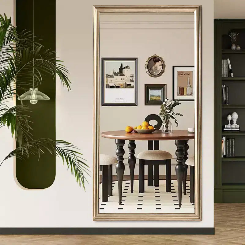 Miroir rectangulaire contemporain pleine longueur avec cadre en bois artificiel