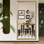 Miroir rectangulaire contemporain pleine longueur avec cadre en bois artificiel