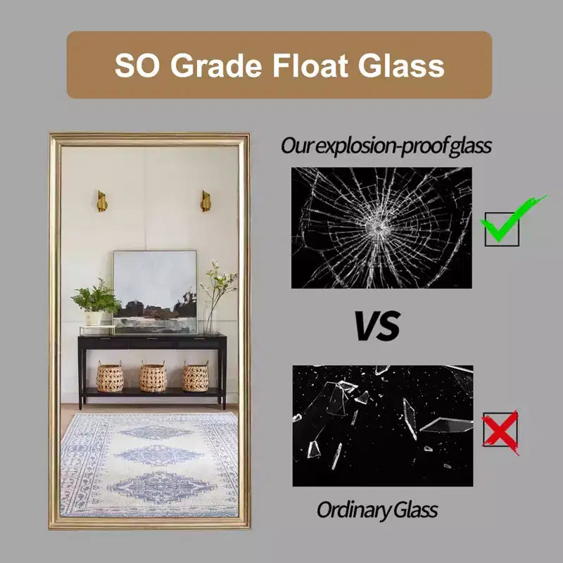 Miroir rectangulaire contemporain pleine longueur avec cadre en bois artificiel