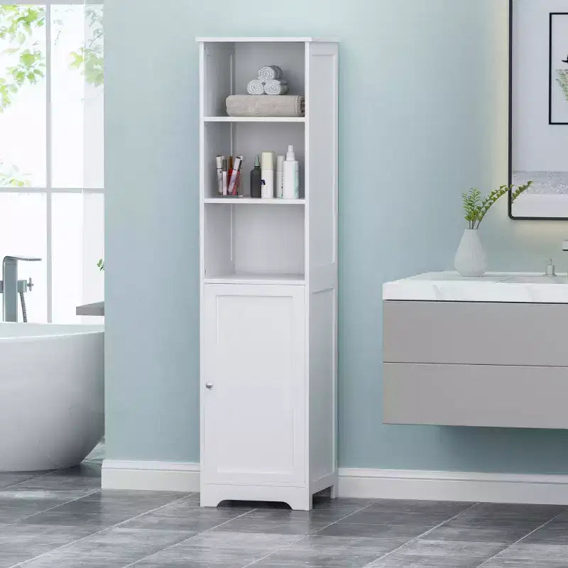 Okak 63 Inch Tall Bathroom Storage Cabinet Modern Storage Cabinet with Open Shelves for Living Room Home Office