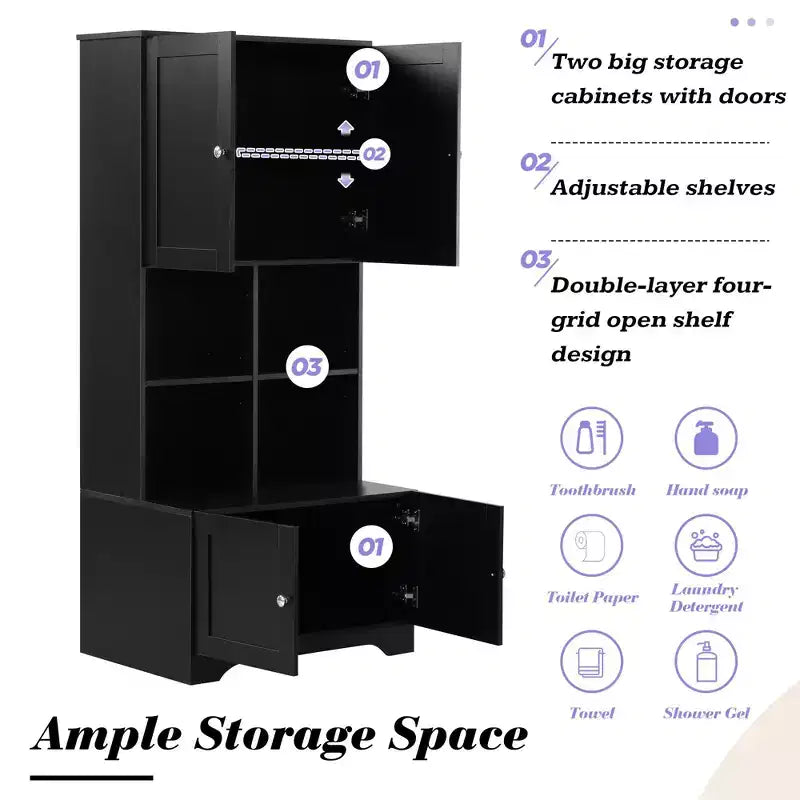Meuble de rangement de salle de bain grande armoire de rangement autoportante