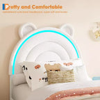 Cadre de lit double avec 4 tiroirs de rangement et lumières LED Lit plateforme rembourré
