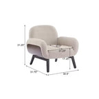 Fauteuil d'appoint confortable en tissu, fauteuil simple en bois, chaise longue