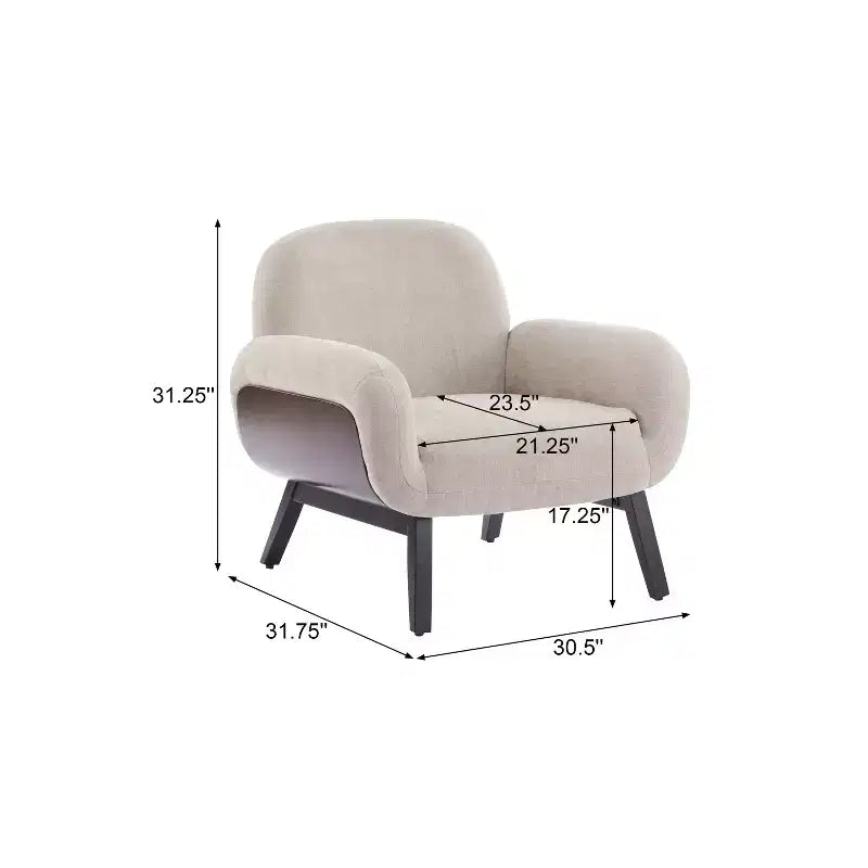 Fauteuil d'appoint confortable en tissu, fauteuil simple en bois, chaise longue