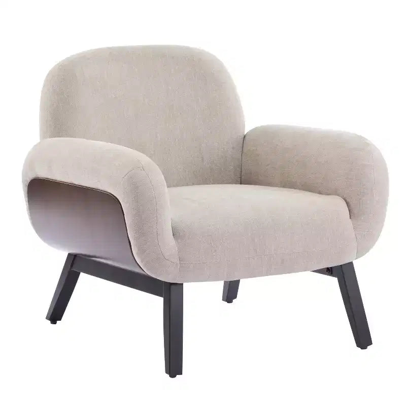 Fauteuil d'appoint confortable en tissu, fauteuil simple en bois, chaise longue