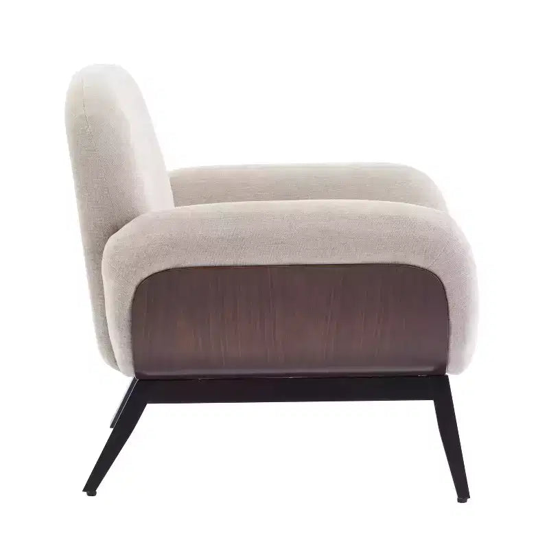 Fauteuil d'appoint confortable en tissu, fauteuil simple en bois, chaise longue