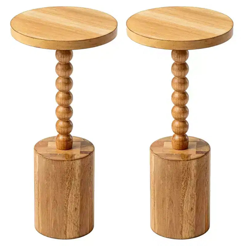 COZAYH Farmhouse Pedestal Side Table for Living Room & Bedrooms Brown Set of 2