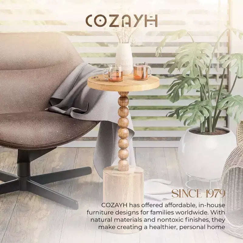 Table d'appoint sur pied de style campagnard pour salon et chambres à coucher, marron, lot de 2