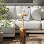 Table d'appoint sur pied de style campagnard pour salon et chambres à coucher, marron, lot de 2