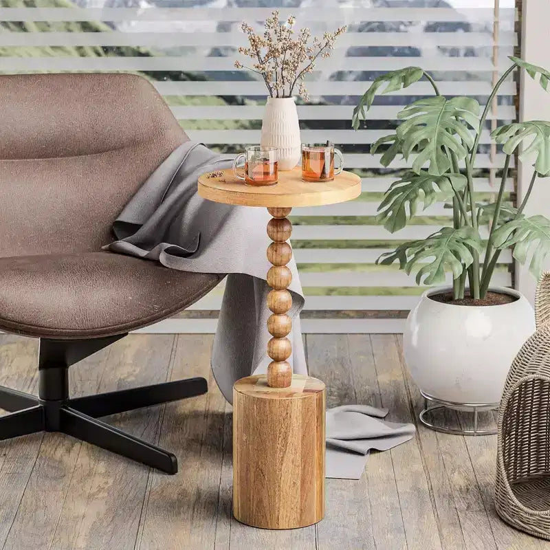 Table d'appoint sur pied de style campagnard pour salon et chambres à coucher, marron, lot de 2