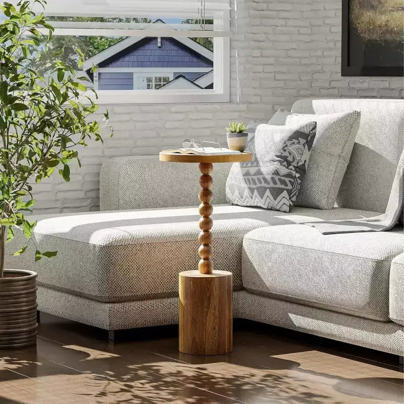 Table d'appoint sur pied de style campagnard pour salon et chambres à coucher, marron, lot de 2