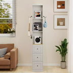GDFStudio Jett 73 Modern 3-Tier Tall Storage Cabinet with 3 Drawers and 2 Hooks