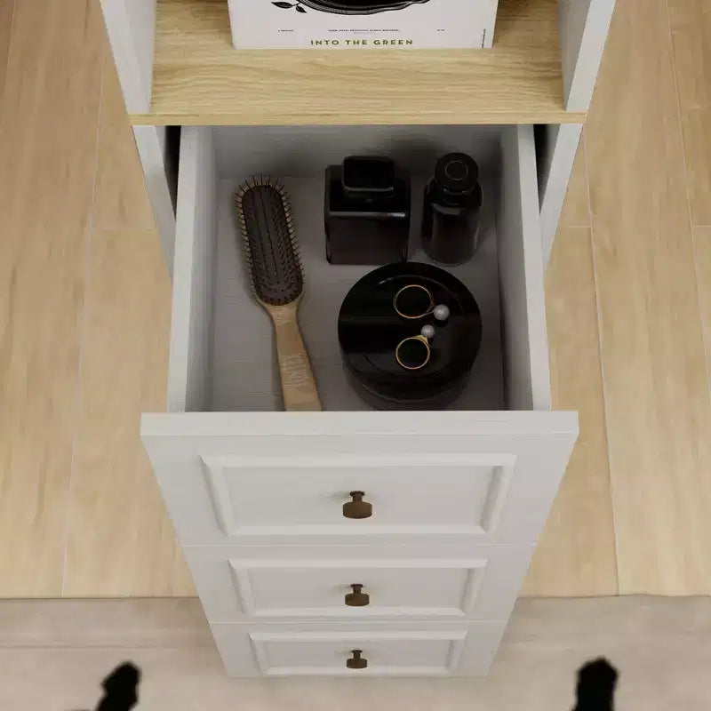 Meuble de rangement haut moderne à 3 niveaux avec 3 tiroirs et 2 crochets