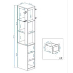 Meuble de rangement haut moderne à 3 niveaux avec 3 tiroirs et 2 crochets