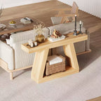 Table console de style ferme à 2 niveaux avec étagères de rangement ouvertes