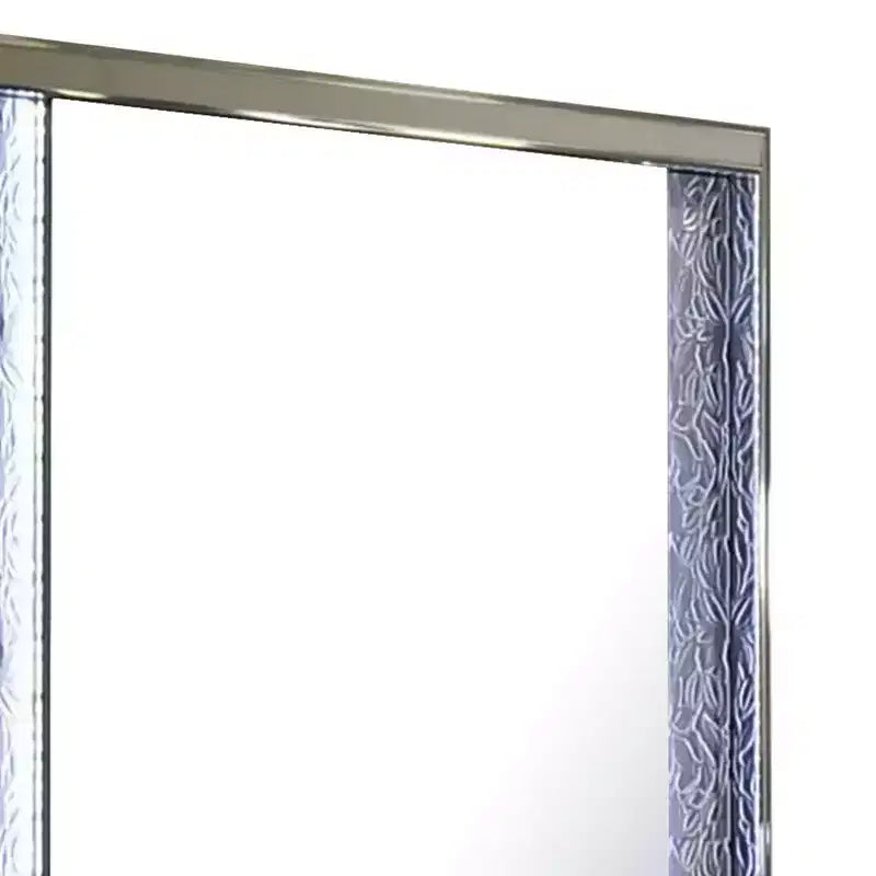 Miroir de commode, moulure motif feuilles avec LED, bois gris foncé