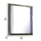 Miroir de commode, moulure motif feuilles avec LED, bois gris foncé