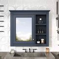 MAYEERTY 28 Medicine Cabinet Wall Mounted Bathroom Storage Cabinet with Mirror 3 Open Shelves Modern Blue