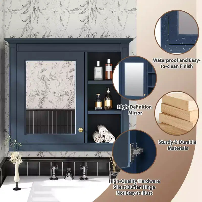 Armoire à pharmacie murale meuble de rangement de salle de bain miroir