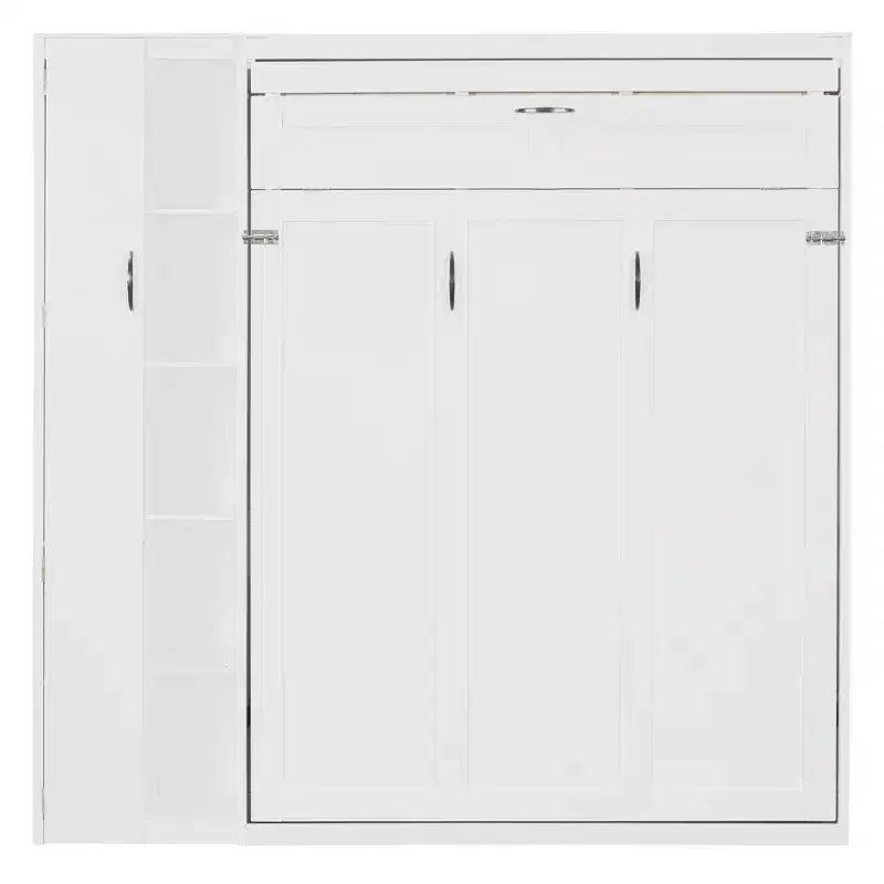 Lit mural pliant peu encombrant avec étagères, armoire et lumière LED