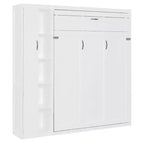 Lit mural pliant peu encombrant avec étagères, armoire et lumière LED
