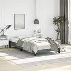 Bed Frame Dark Gray Polyester Plywood Engineered Wood Twin XL