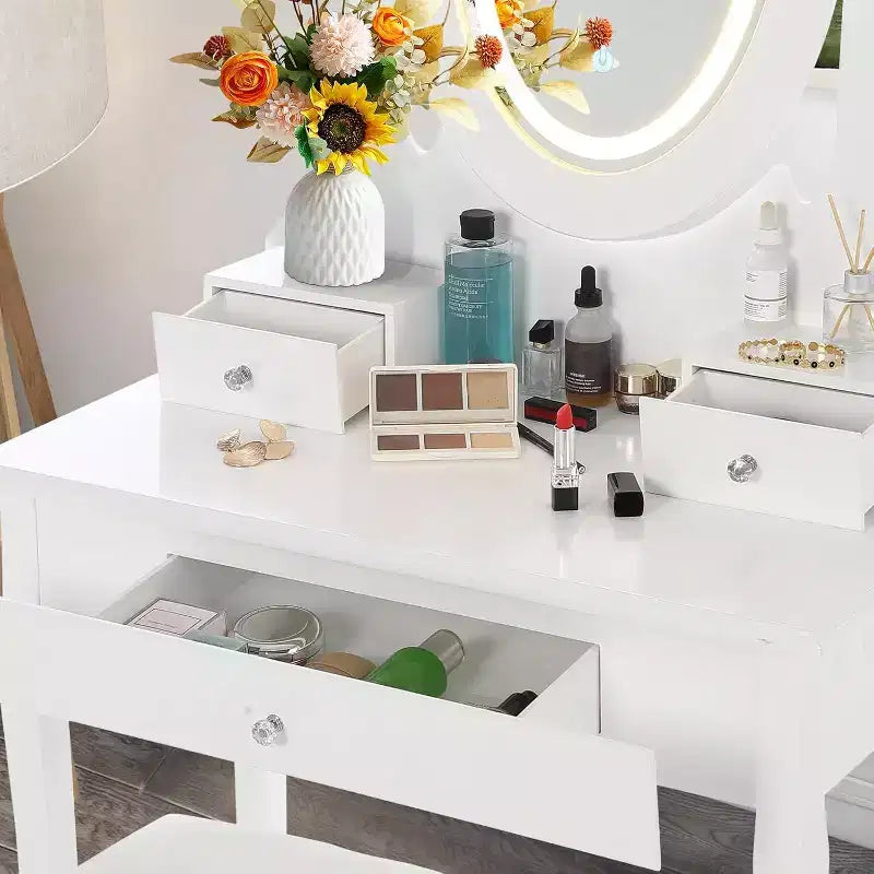 Coiffeuse avec miroir et lumières LED