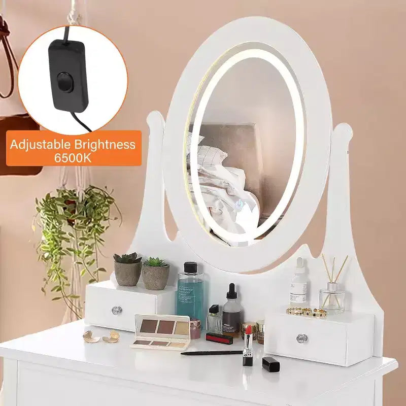 Coiffeuse avec miroir et lumières LED