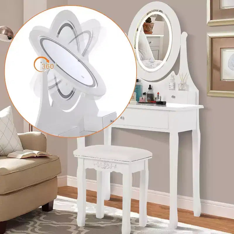 Coiffeuse avec miroir et lumières LED