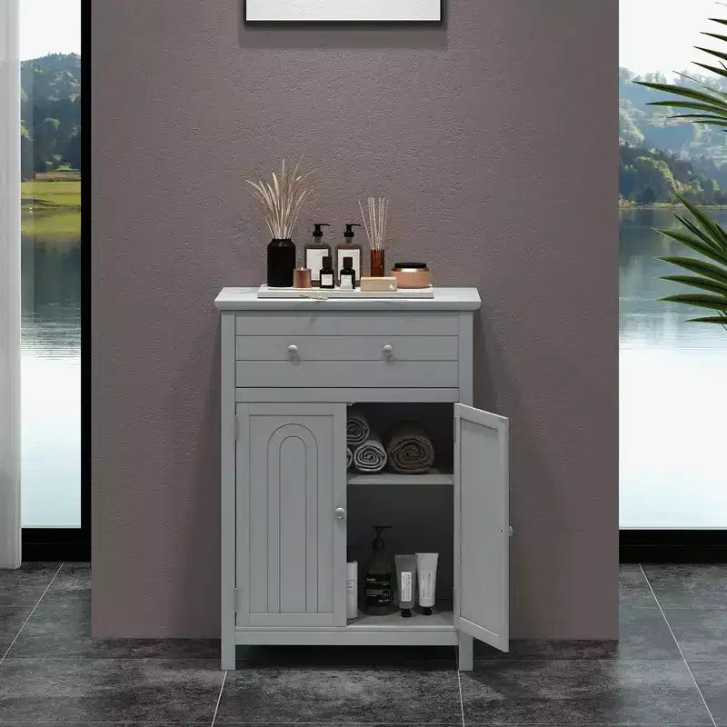 Meuble bas de salle de bain en bois avec tiroir et portes
