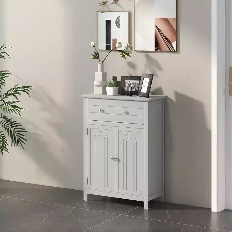 Meuble bas de salle de bain en bois avec tiroir et portes