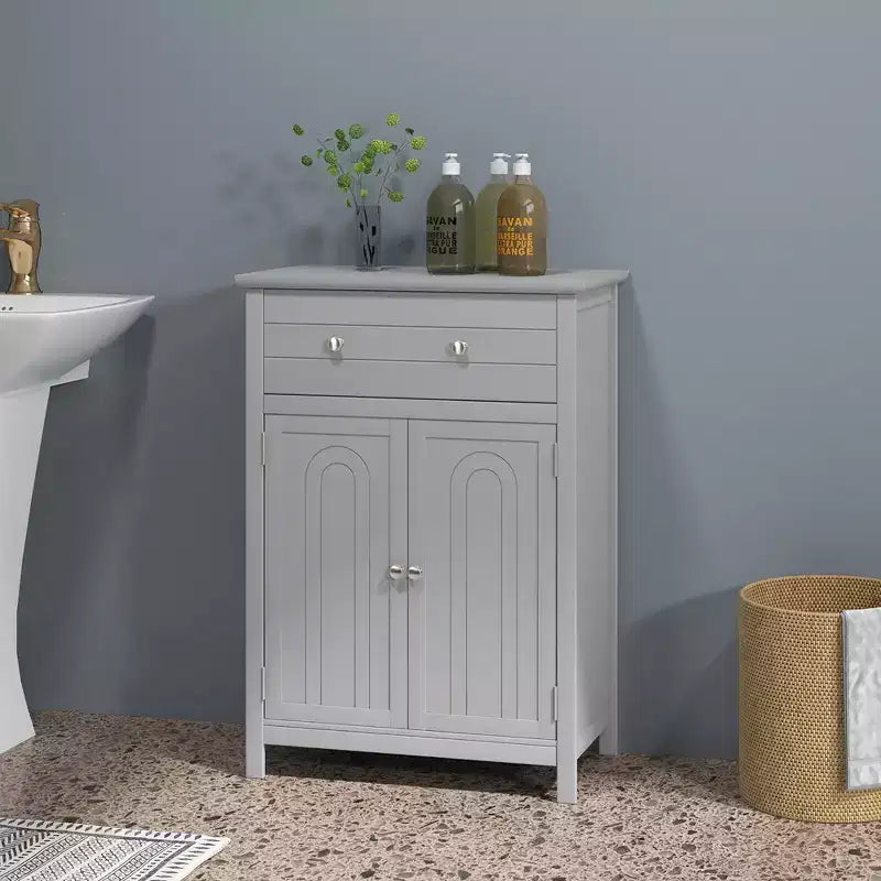 Meuble bas de salle de bain en bois avec tiroir et portes