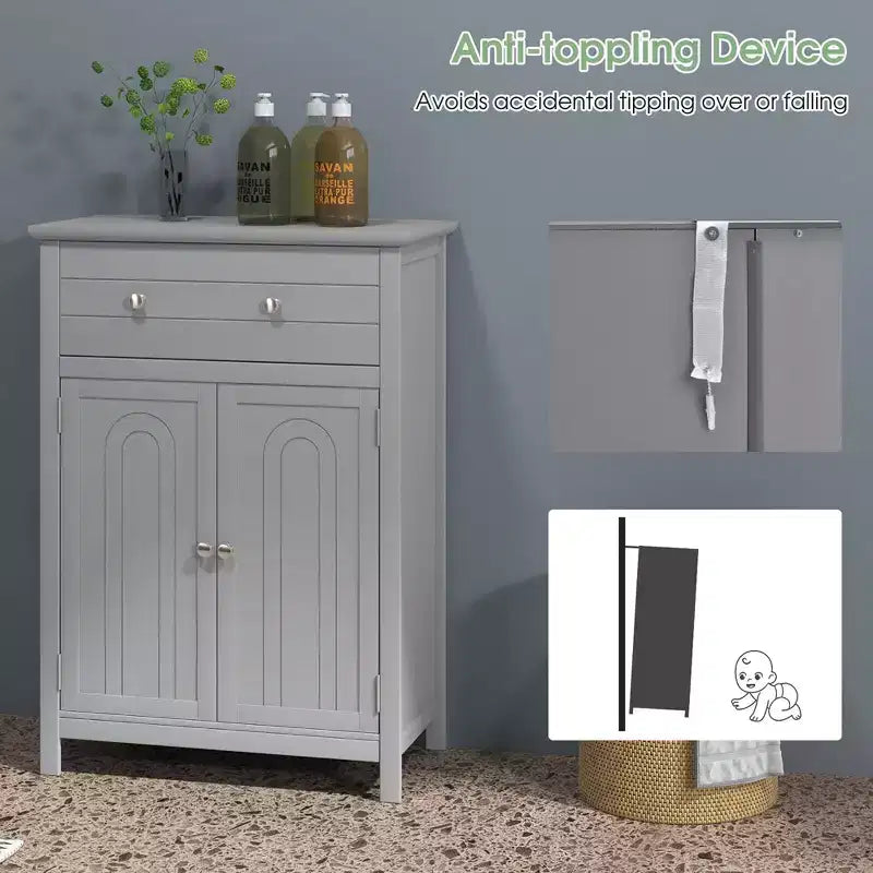 Meuble bas de salle de bain en bois avec tiroir et portes