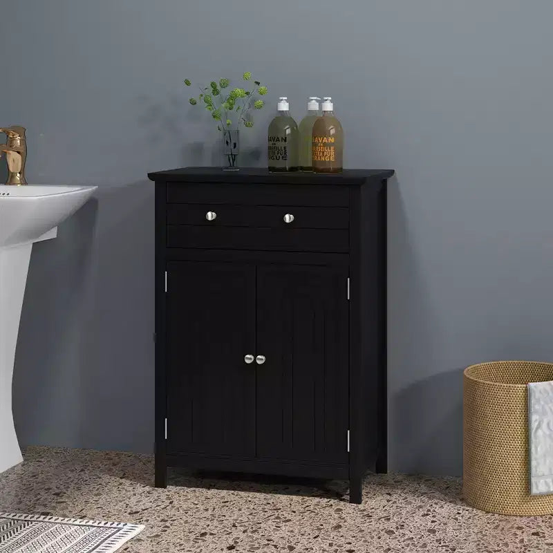 Meuble bas de salle de bain en bois avec tiroir et portes
