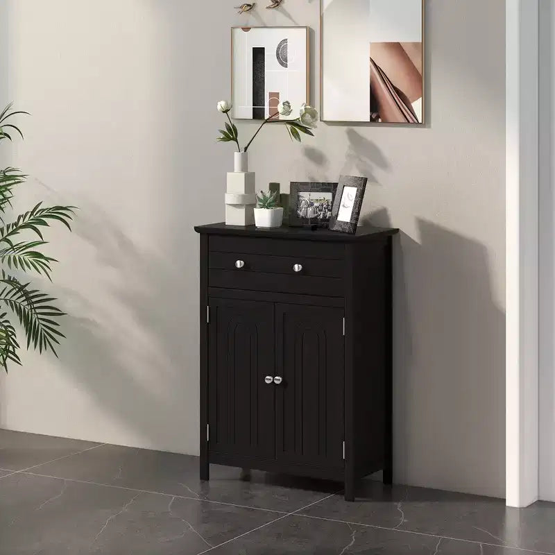 Meuble bas de salle de bain en bois avec tiroir et portes