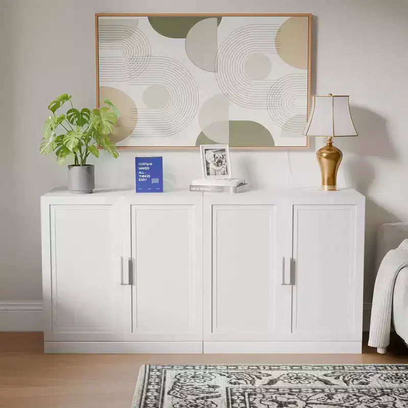 Dovelina Adjustable Hinges Cable Management! Black Sideboard Solves Storage Pain Points